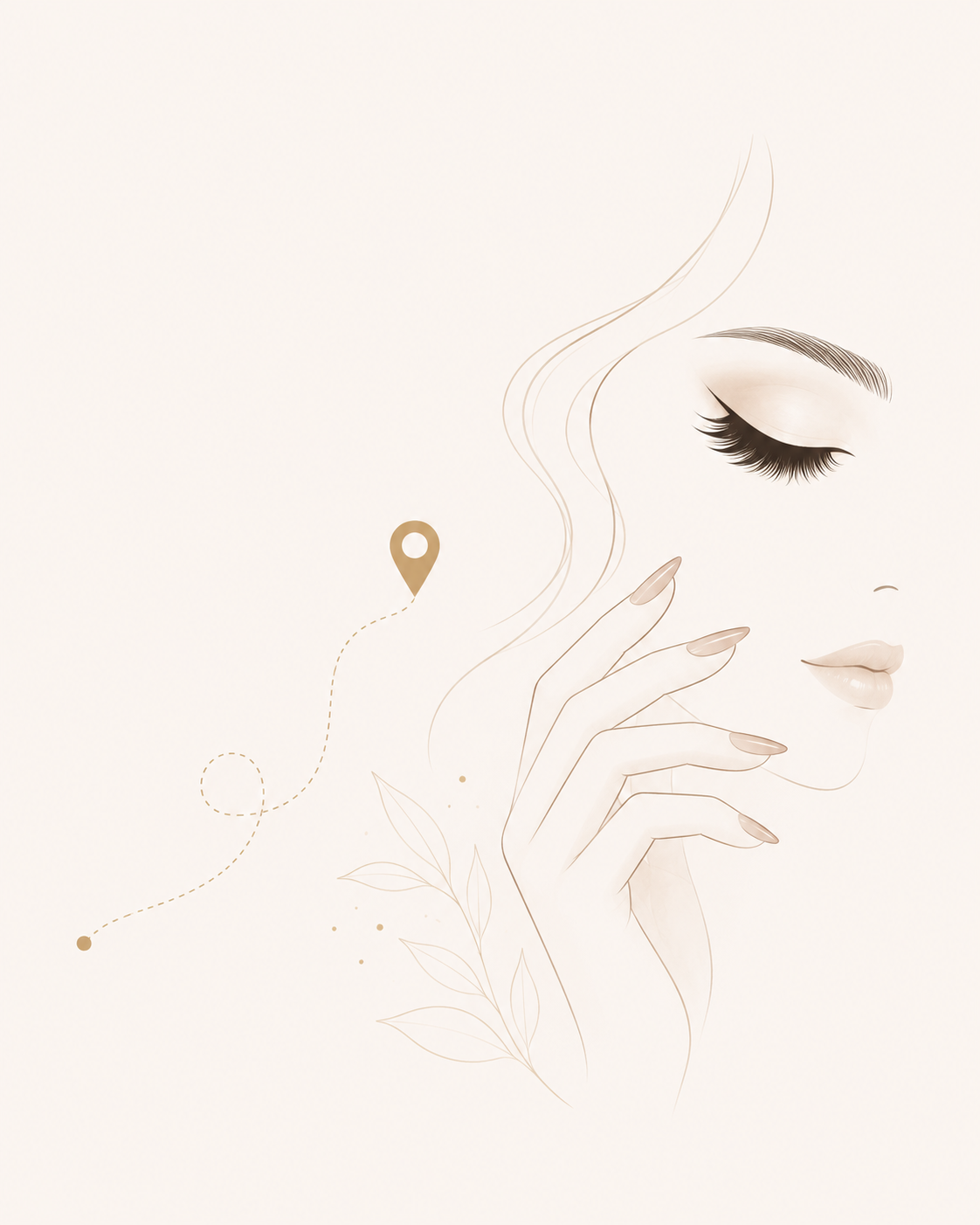 Delikatna ilustracja beauty z motywem lokalizacji