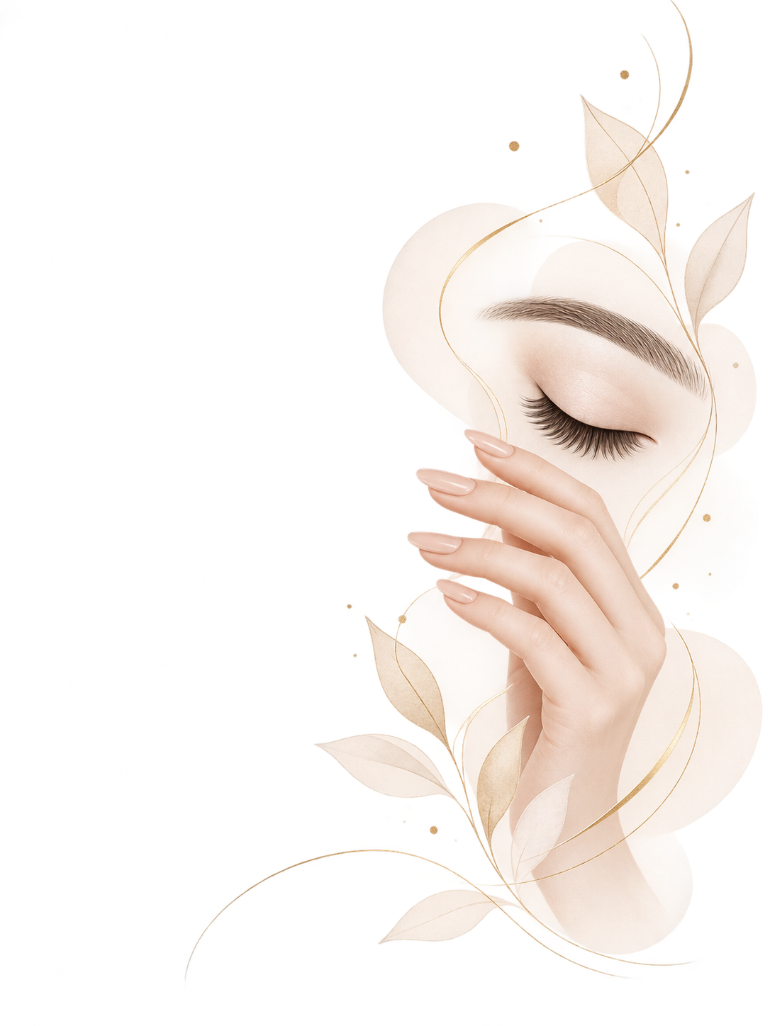 Delikatna ilustracja dłoni, manicure i stylizacji rzęs